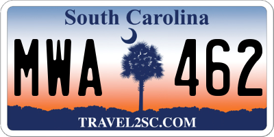 SC license plate MWA462