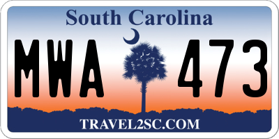 SC license plate MWA473
