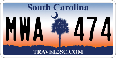 SC license plate MWA474