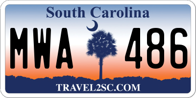 SC license plate MWA486