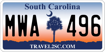 SC license plate MWA496