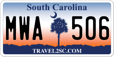 SC license plate MWA506
