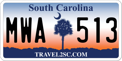 SC license plate MWA513