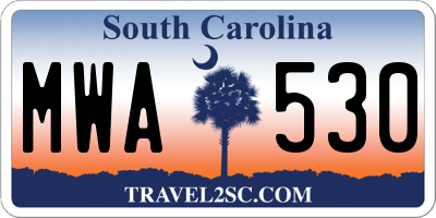 SC license plate MWA530