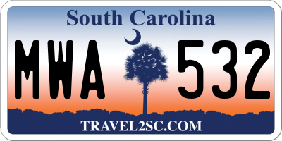 SC license plate MWA532