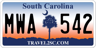 SC license plate MWA542