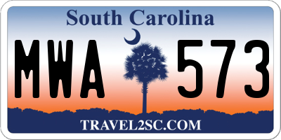 SC license plate MWA573
