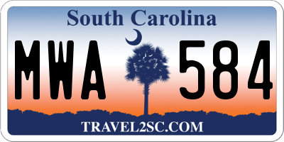 SC license plate MWA584