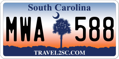 SC license plate MWA588