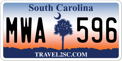 SC license plate MWA596