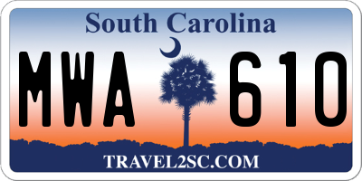 SC license plate MWA610