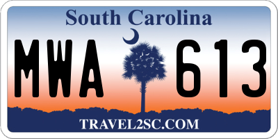 SC license plate MWA613