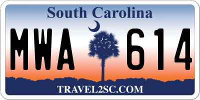 SC license plate MWA614