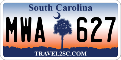 SC license plate MWA627