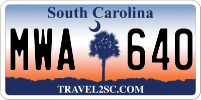 SC license plate MWA640