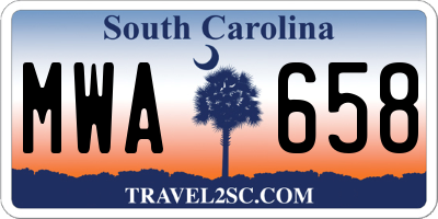 SC license plate MWA658