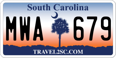 SC license plate MWA679