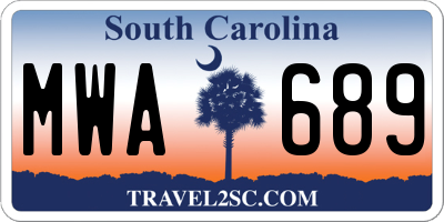 SC license plate MWA689