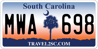 SC license plate MWA698