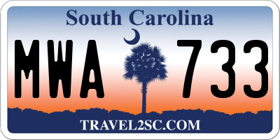 SC license plate MWA733