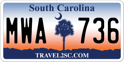 SC license plate MWA736
