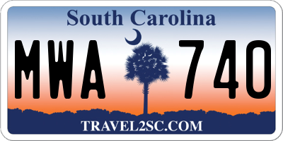 SC license plate MWA740