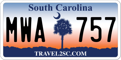 SC license plate MWA757