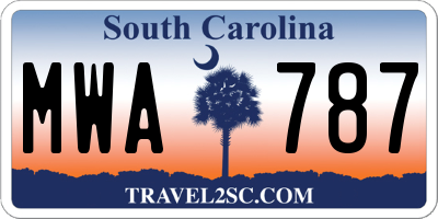 SC license plate MWA787