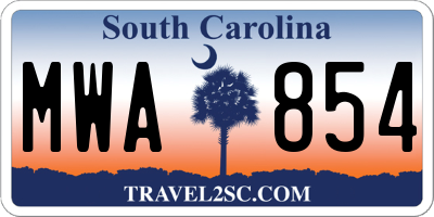 SC license plate MWA854
