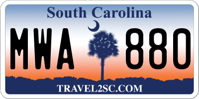 SC license plate MWA880