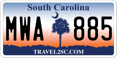 SC license plate MWA885