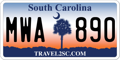SC license plate MWA890