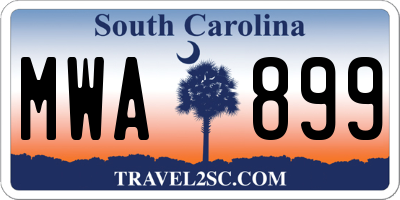 SC license plate MWA899