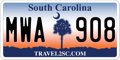 SC license plate MWA908