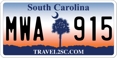 SC license plate MWA915