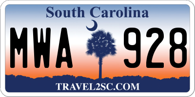 SC license plate MWA928