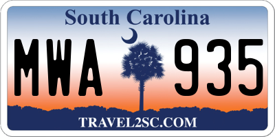 SC license plate MWA935