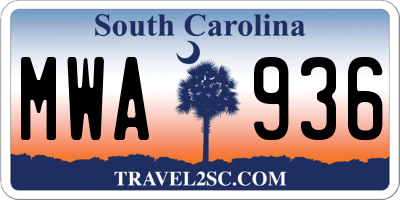 SC license plate MWA936