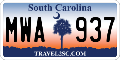 SC license plate MWA937