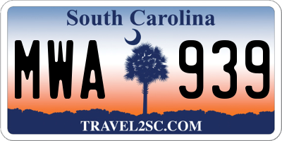 SC license plate MWA939