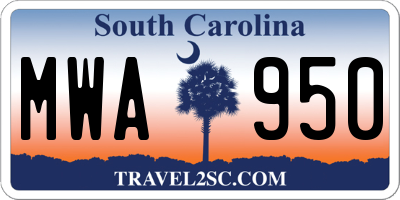 SC license plate MWA950