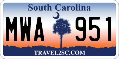 SC license plate MWA951