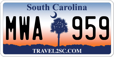 SC license plate MWA959