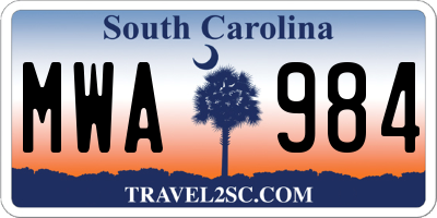 SC license plate MWA984