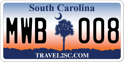 SC license plate MWB008