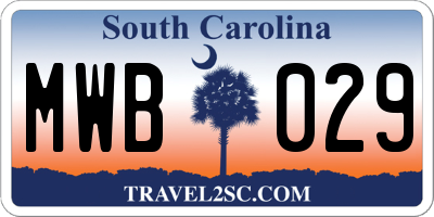 SC license plate MWB029