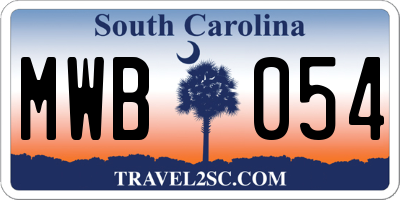 SC license plate MWB054