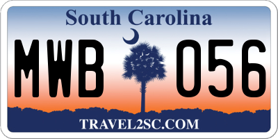 SC license plate MWB056