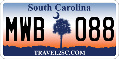 SC license plate MWB088
