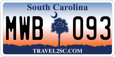 SC license plate MWB093